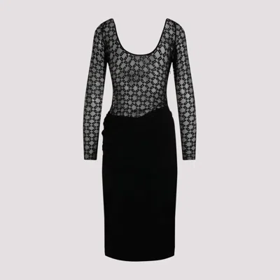 Givenchy Draped Dress In Jersey And Monogram 72 Tulle