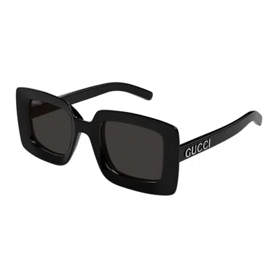 Gucci Oversized Rectangle Plastic Sunglasses In Black