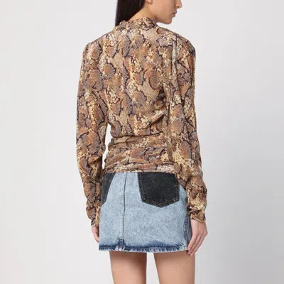 Isabel Marant Draped Snakeskin Wrap Blouse