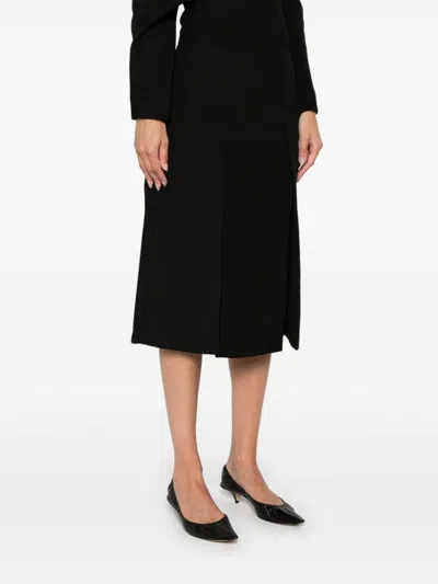 Khaite Kidd Pleated Midi Skirt In Black