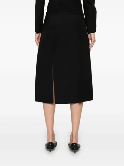 Khaite Kidd Pleated Midi Skirt In Black
