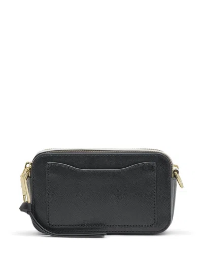 Marc Jacobs The Snapshot Black Shoulder Bag With Metal Logo At The Front In Leather Woman