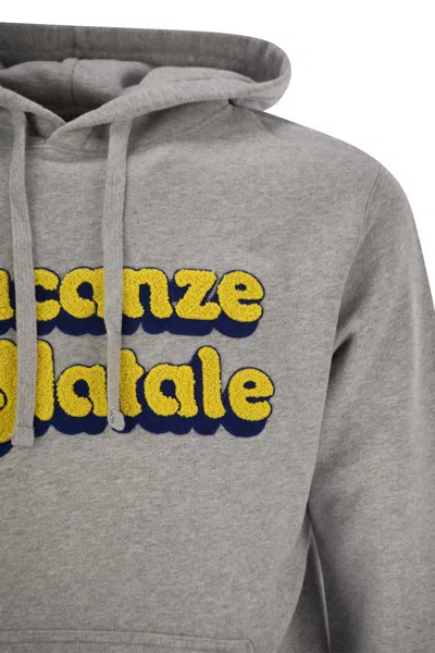 Mc2 Saint Barth Mens Grey Tribeca Sweatshirt With Vacanze Di Natale Logo Embroidery