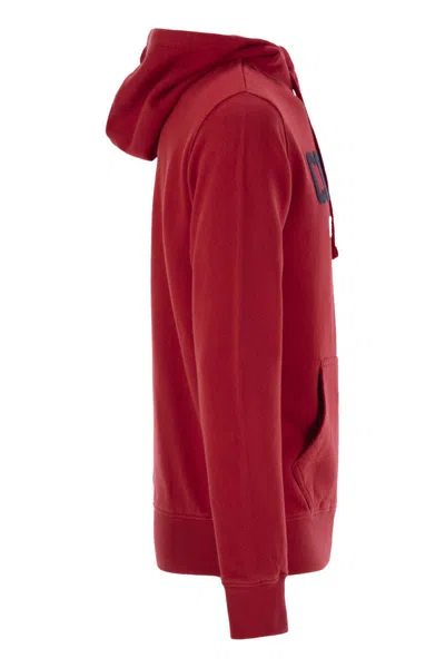 Mc2 Saint Barth Mens Red Tribeca Sweatshirt With Cortina Apres Ski Club Logo Embroidery