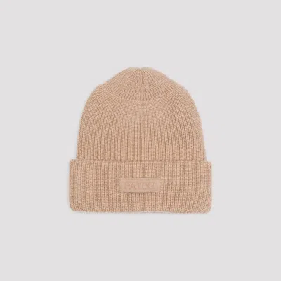 Patou Black Virgin Wool Knitted Ribbed Beanie Hat