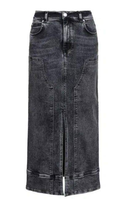 Shop Pinko Black Cotton Denim Skirt