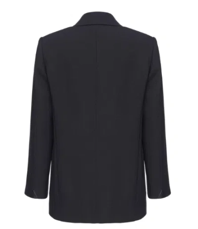 Shop Pinko Black Double-breasted Twill Jacket