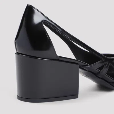 Prada Leather Cutout Block-heel Pumps In Animal Print