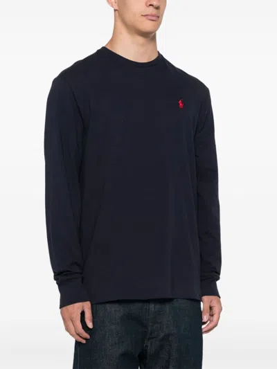Polo Ralph Lauren Logo-embroidered Cable-knit Cashmere Jumper In Blue