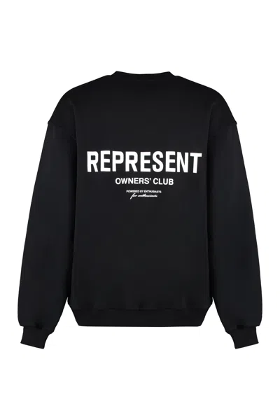 Represent Owners Club Logo Printed Crewneck Sweatshirt In Black