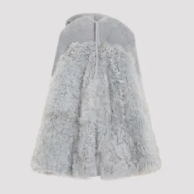 Rick Owens Short Masto Shearling Cape Women In Blue