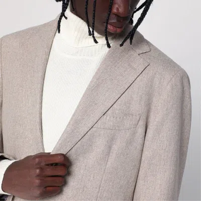 Santaniello Beige Wool-blend Single-breasted Jacket In Neutral