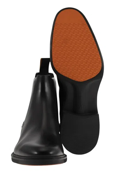 Santoni Ankle-length Leather Chelsea Boots In Black