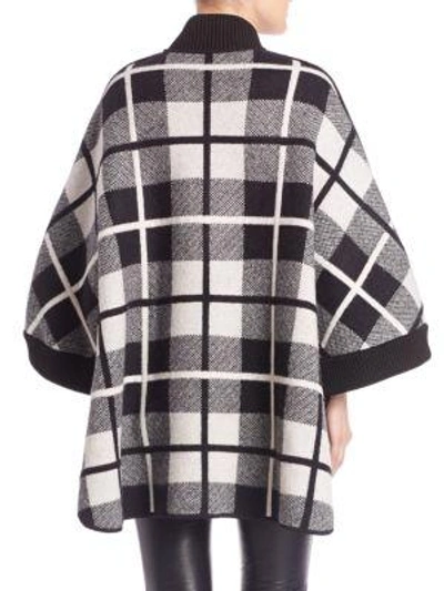 Shop M Missoni Plaid Jacquard Poncho In Black-white