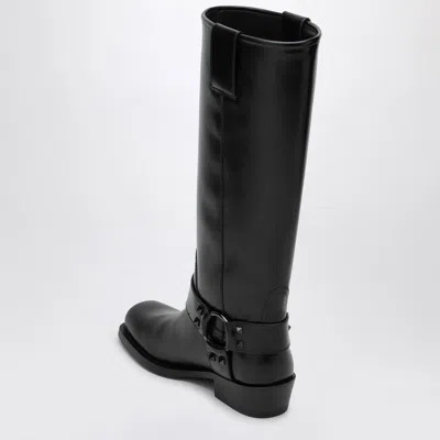 Valentino Rockstud Biker Knee-high Leather Boots