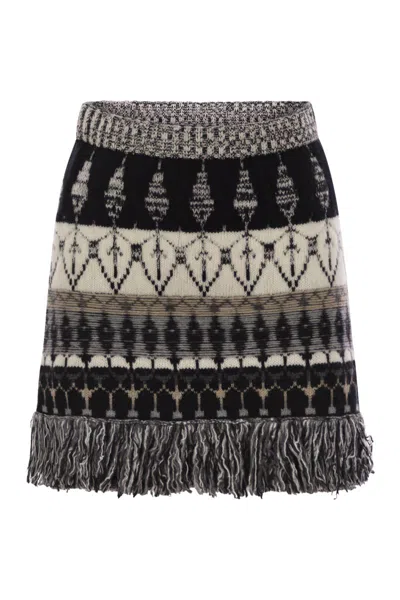 Vanisé Wool And Cashmere Blend Jacquard Skirt