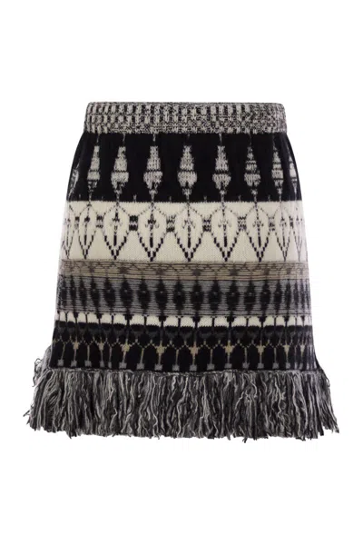 Vanisé Wool And Cashmere Blend Jacquard Skirt