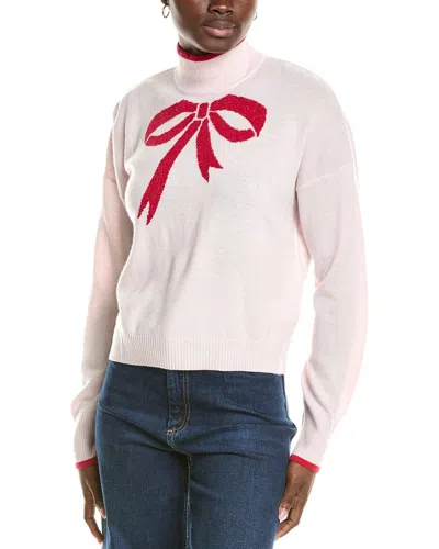 Brodie Cashmere Wool & Cashmere-blend Lurex Bow Mock Neck Jumper In Pink
