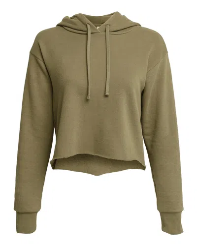 Next Level Women's Laguna Sueded Raw Edge Crop Hoodie In Green