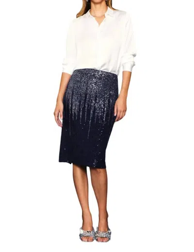 Skies Are Blue Ombre Sequin Pencil Skirt In Navy In Blue