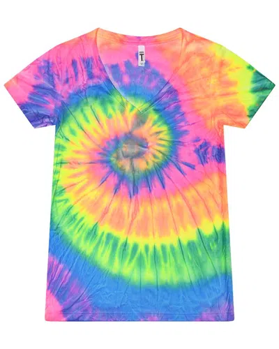Colortone Women's Tie-dyed V-neck T-shirt In Multi