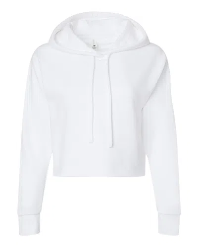 Next Level Women's Laguna Sueded Raw Edge Crop Hoodie In White