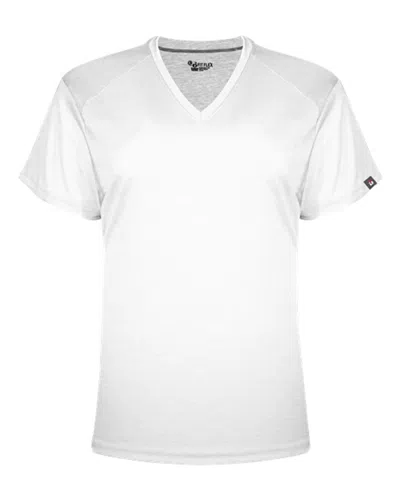 Badger Fitflex Women's Performance V-neck T-shirt In White