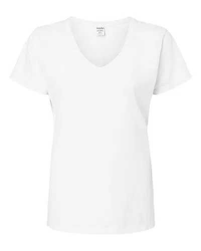 Comfortwash By Hanes Garment-dyed Women's V-neck T-shirt In White