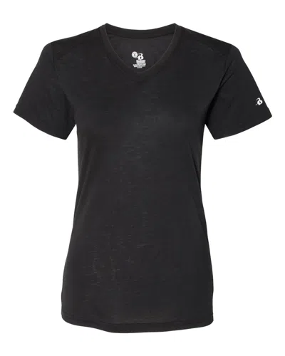 Badger Women's Triblend Performance V-neck Short Sleeve T-shirt In Black