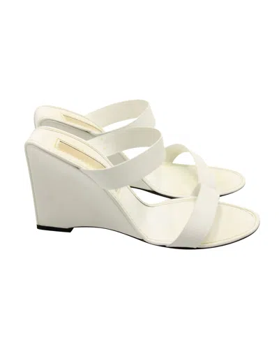 Michael Kors Slip-on Wedge Mules In White Leather In White