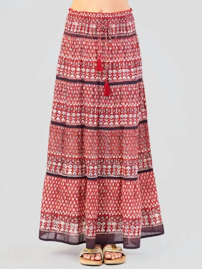 Mabe Mari Print Maxi Skirt In Red Multi In Multi