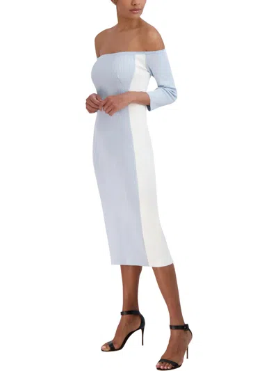 Bcbgmaxazria Womens Below Knee Stretch Midi Dress In Blue