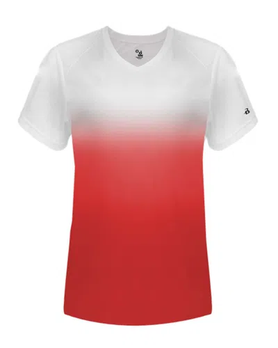 Badger Women's V-neck Ombre T-shirt In Red