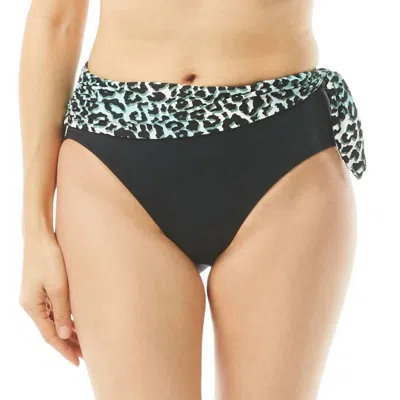 Carmen Marc Valvo Isola Jaguar High Waist Bikini Bottom In Black In Black