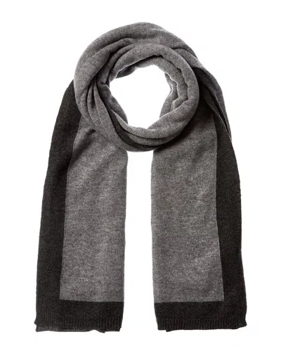 Forte Cashmere Contrast Trim Oversized Cashmere Scarf In Grey