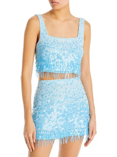 Staud Jasmin Sequin Fringe Crop Top In Multi