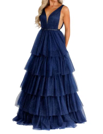 Vienna Prom Sweetheart A-line Prom Dress In Navy In Blue