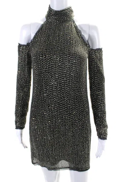 Rachel Zoe Kipling Sequin Mini Dress In Pewter In Black