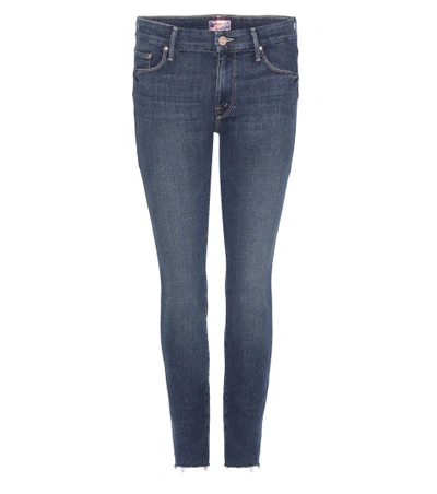 Shop Mother The Looker Ankle Fray Jeans In Blue