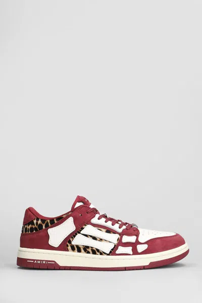 Amiri Burgundy Leopard Skel-top Sneakers In Red