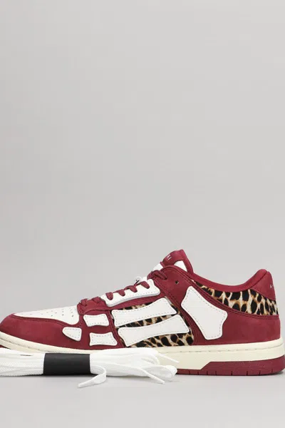 Amiri Burgundy Leopard Skel-top Sneakers In Red