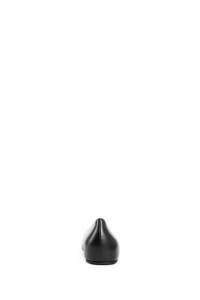 Amina Muaddi Camelia Ballerinas In Black Hammered Leather In Black