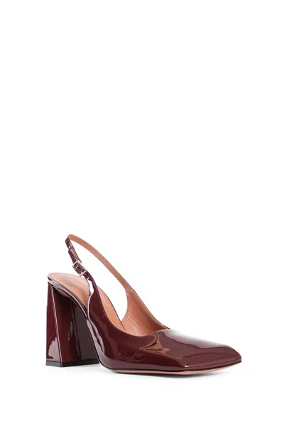 Amina Muaddi Grape Leather Charlotte Pumps In Red