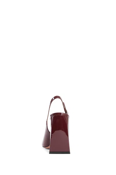 Amina Muaddi Grape Leather Charlotte Pumps In Red
