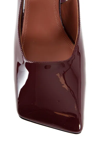 Amina Muaddi Grape Leather Charlotte Pumps In Red