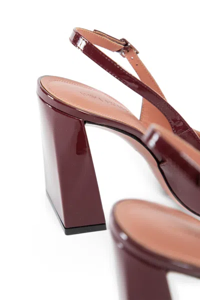 Amina Muaddi Grape Leather Charlotte Pumps In Red