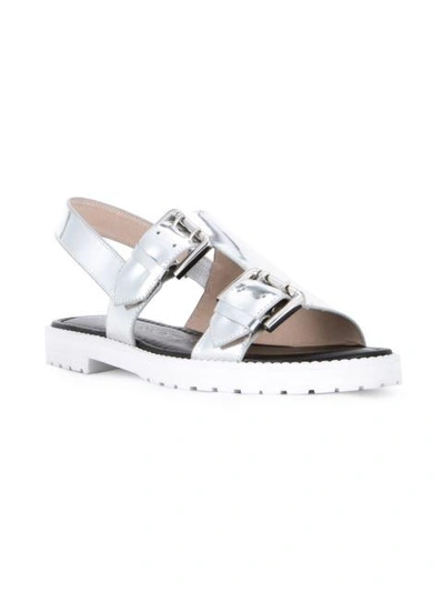 Shop Opening Ceremony 'mirror' Monk Strap Sandals In Metallic