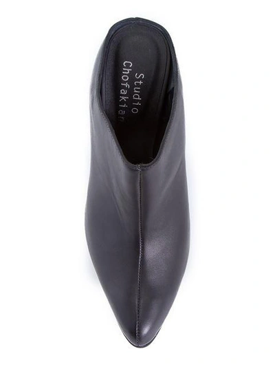 Studio Chofakian Leather Mules In Black