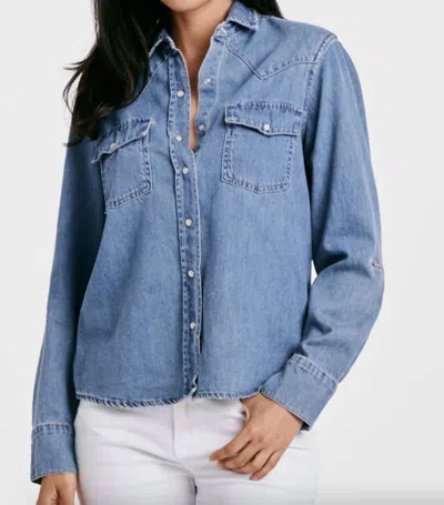 Dear John Denim Western Chambray Denim Shirt In Blue In Blue