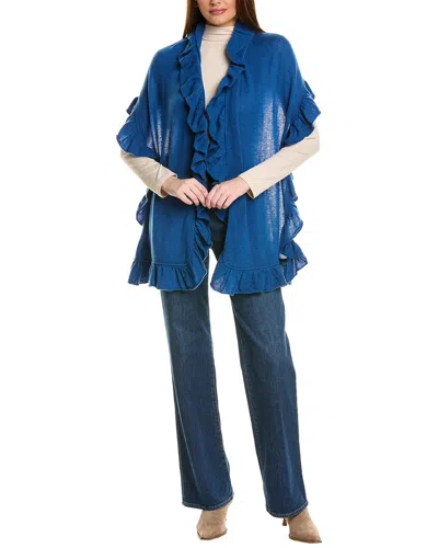 Forte Cashmere Ruffle Cashmere Wrap In Blue
